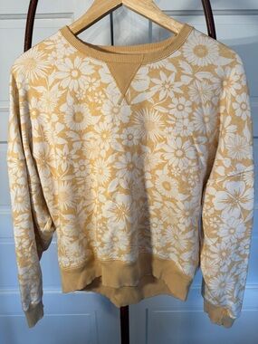 American Eagle Floral Sweatshirt Gold Cream Retro Cottage Core